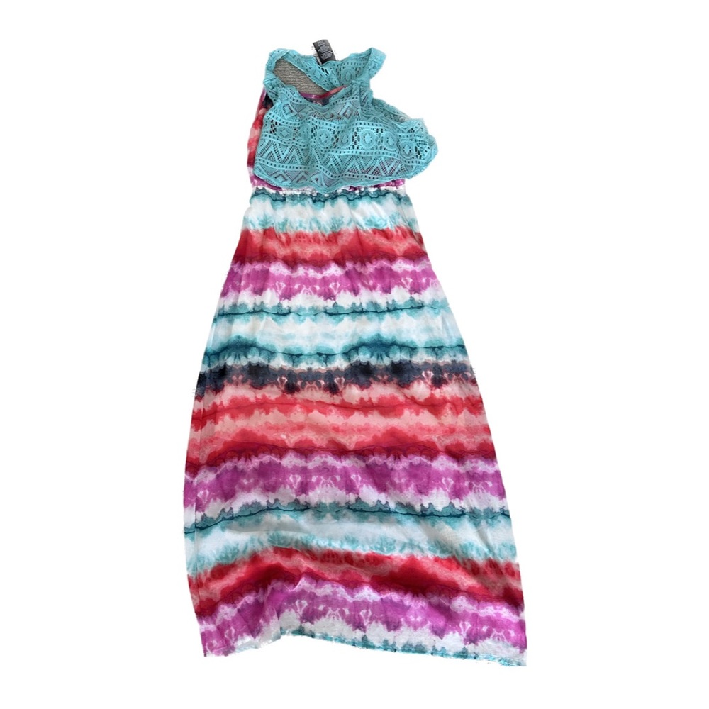 Girls colorful tropical sunset dress! Rock this summer as a tween in this 🌊🍍